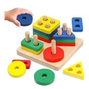 Elbebe Silicone Stackable Shapes BPA Free 1 Year-4 Years Montessori Toy New